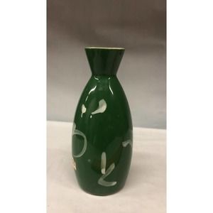 Antique Japanese Green Ceramic Glazed Vase Green Dragon Vase With Silver Painted